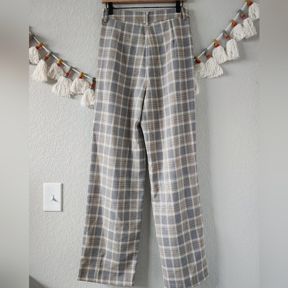 Sans Souci Plaid Gingham High Waisted Wide Leg Trouser Pants Preppy Academia M - Picture 7 of 9
